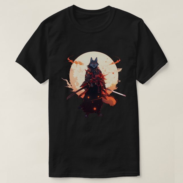 Camiseta Anime japonés lobo de Samurai (Diseño del anverso)
