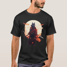Camiseta Anime japonés lobo de Samurai