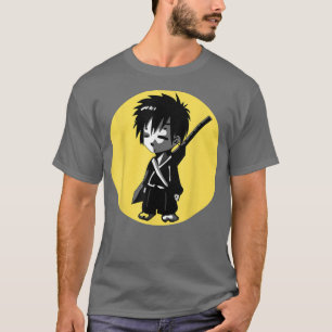 Camiseta Anime japonés manga samurai niño guerrero amarillo