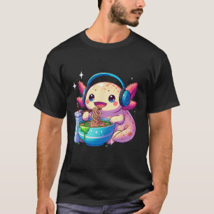 Camiseta Anime Kawaii Axolotl Comer fideos Ramen Niños Tee