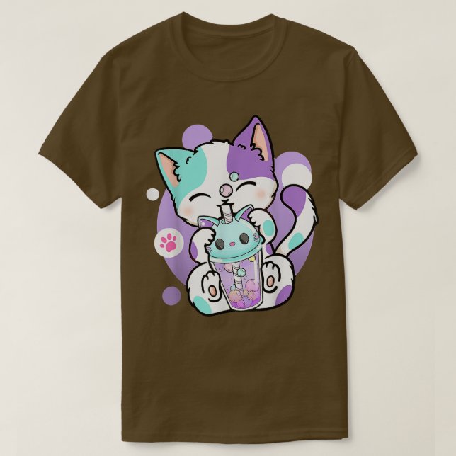 Camiseta Anime Kawaii Cat Boba Bubble Tea Neko Boba Tea Cat (Diseño del anverso)