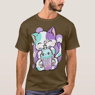Camiseta Anime Kawaii Cat Boba Bubble Tea Neko Boba Tea Cat