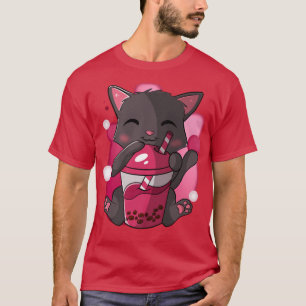 Camiseta Anime Kawaii Cat Boba Bubble Tea Neko Boba Tea Cat