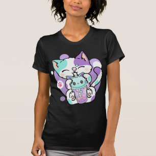 Camiseta Anime Kawaii Cat Boba Bubble Tea Neko Boba Tea Cat