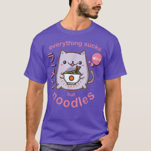 Camiseta Anime Kawaii, el gato del Gótico Pastel Ramen Nood