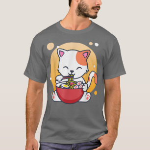 Camiseta Anime Kawaii, japonés de fideos del gato Ramen 