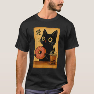 Camiseta Anime Kawaii Japonés Gato Donut Booba Té Gato Comi