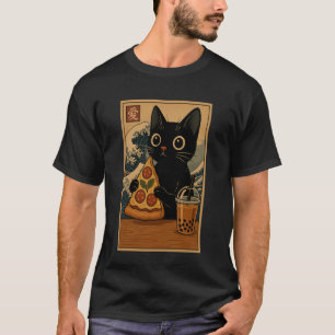 Camiseta Anime Kawaii Japonés Gato Pizza Booba Té Gato Comi