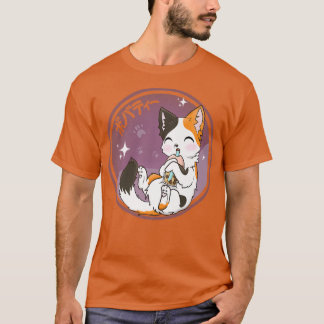 Camiseta Anime Kawaii Neko japonés sobre el té de la burbuj