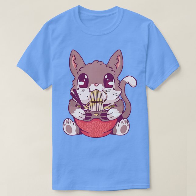 Camiseta Anime Kawaii Ramen Cat 392 (Diseño del anverso)