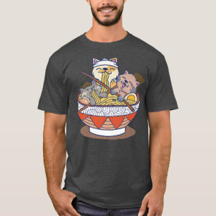 Camiseta Anime kawaii ramen cat con fideos de ramen japones