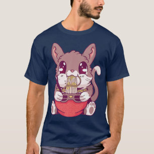 Camiseta Anime Kawaii Ramen Cat estilo Japón 