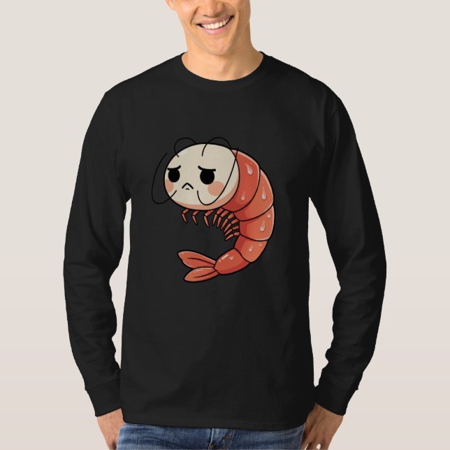 Camiseta Anime Kawaii Shrimp Chibi, Cute Grumpy Shrimp Mang (Anverso)