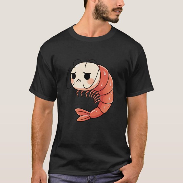 Camiseta Anime Kawaii Shrimp Chibi, Cute Grumpy Shrimp Mang (Anverso)