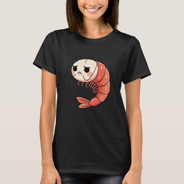 Camiseta Anime Kawaii Shrimp Chibi, Cute Grumpy Shrimp Mang (Anverso)
