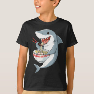 Camiseta Anime Kawaii Tiburón comiendo fideos de Ramen rega