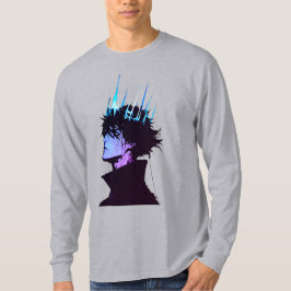 Camiseta Anime King Gothic Male Portrait with Blue Crown