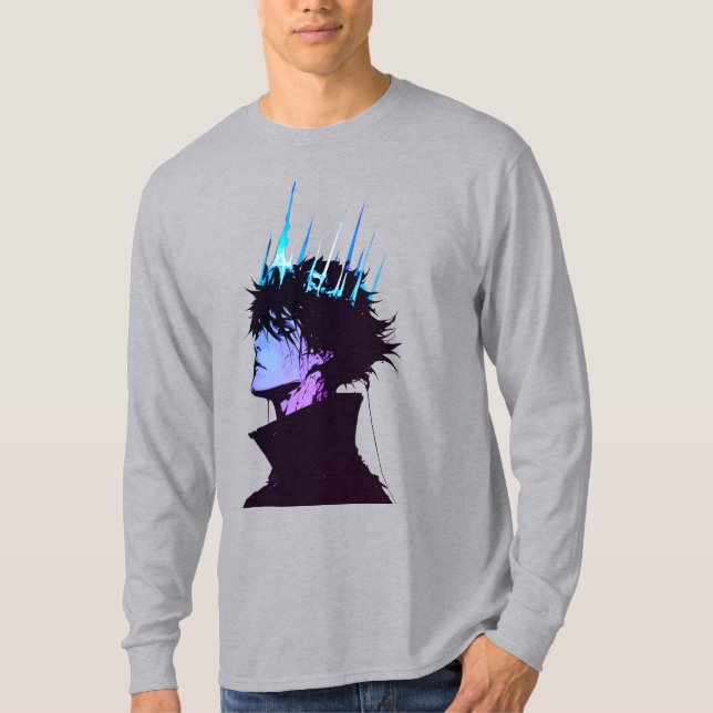 Camiseta Anime King Gothic Male Portrait with Blue Crown (Anverso)