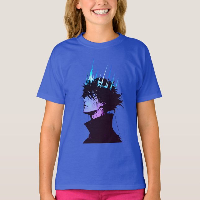 Camiseta Anime King Gothic Male Portrait with Blue Crown (Anverso)