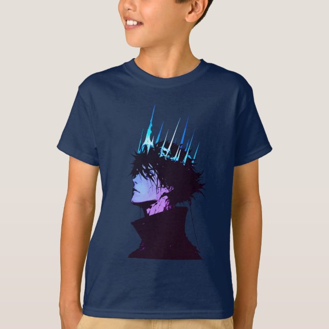 Camiseta Anime King Gothic Male Portrait with Blue Crown (Anverso)