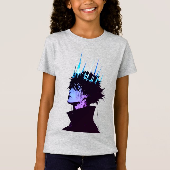 Camiseta Anime King Gothic Male Portrait with Blue Crown (Anverso)
