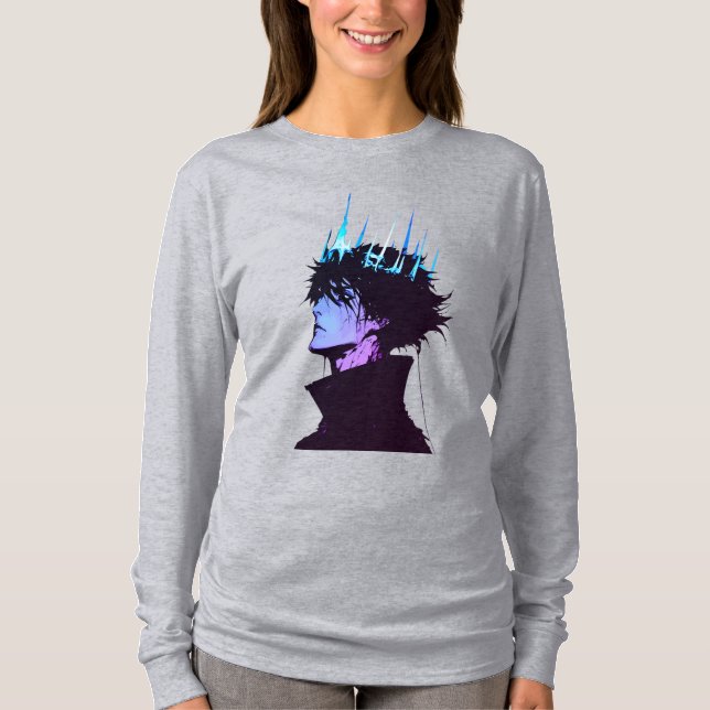 Camiseta Anime King Gothic Male Portrait with Blue Crown (Anverso)