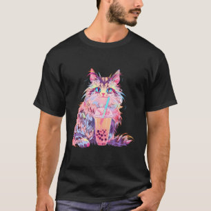 Camiseta Anime Maine Coon Cat Boba Bebe Kawaii Kitty Bubbl