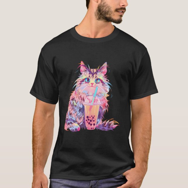 Camiseta Anime Maine Coon Cat Boba Bebe Kawaii Kitty Bubbl (Anverso)