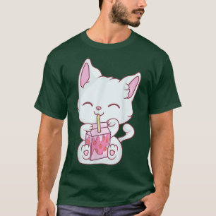 Camiseta Anime Maneki Neko Para Mujeres Chicas Kawaii Straw