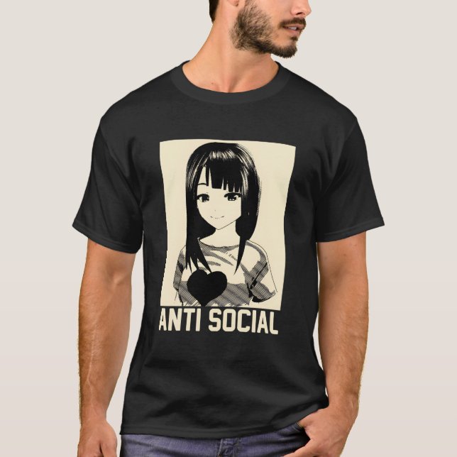 Camiseta Anime Manga Estética Gótico japonés Tee antisocial (Anverso)