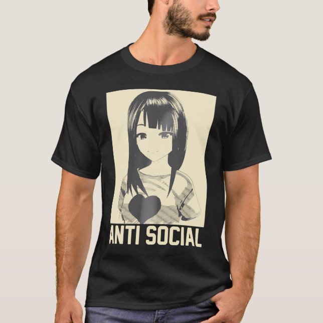 Camiseta Anime Manga Gótico japonés estético Emo antisocial (Anverso)