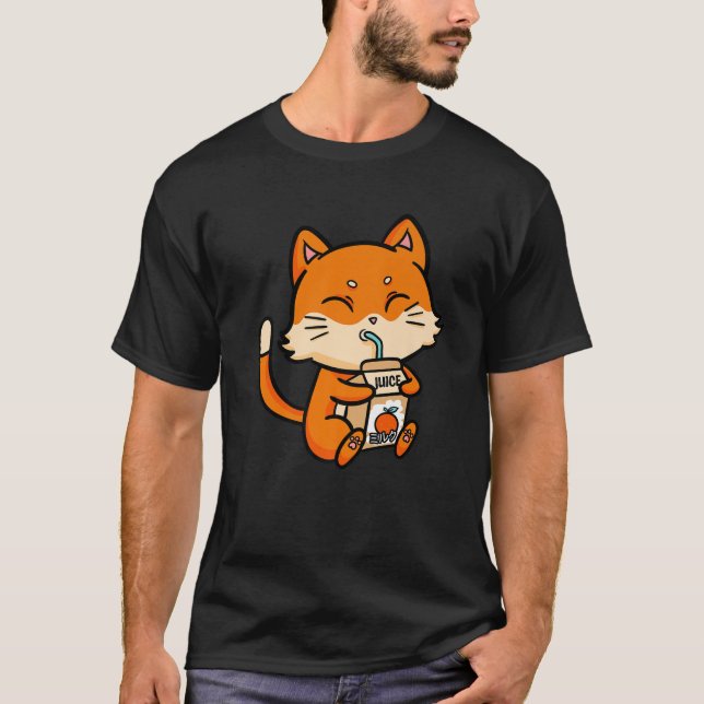 Camiseta Anime Manga Kawai, Naranja de jugo para beber a ga (Anverso)