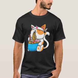 Camiseta Anime Manga Ramen Cat Anime Tee Japonés