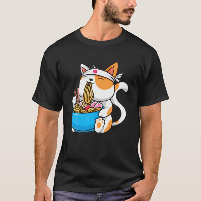 Camiseta Anime Manga Ramen Cat Anime Tee Japonés (Anverso)