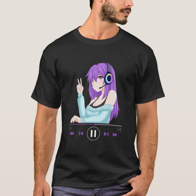 Camiseta Anime Merch Anime Chica Cosplay Music Vaporwave (Anverso)