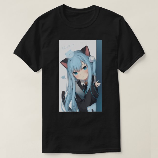 Camiseta Anime Neko Chica Pastel Kawaii Japonés Waifu O (Diseño del anverso)