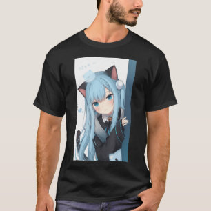 Camiseta Anime Neko Chica Pastel Kawaii Japonés Waifu O
