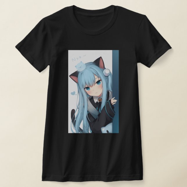 Camiseta Anime Neko Chica Pastel Kawaii Japonés Waifu O (Distribución)