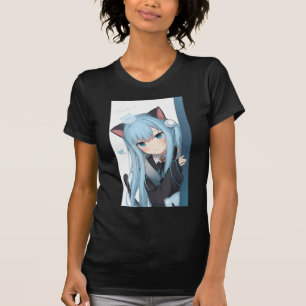Camiseta Anime Neko Chica Pastel Kawaii Japonés Waifu O