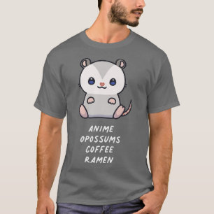 Camiseta Anime Opossums Coffee Ramen Kawaii Lover Aesthetic