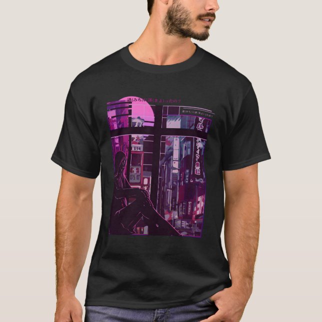 Camiseta Anime Otaku Vaporwave Anime triste estético (Anverso)
