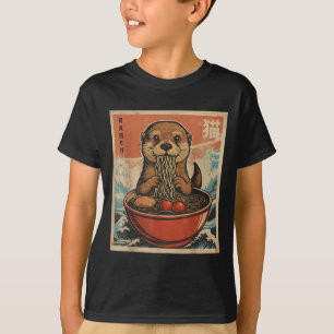 Camiseta Anime Otter Ramen Japonés Funny Kawaii Gift Hombre