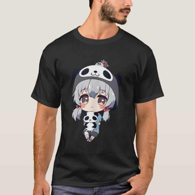 Camiseta Anime Panda Bear Chibi Kawaii Otaku japonés (Anverso)
