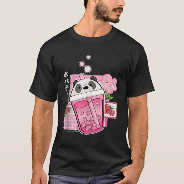 Camiseta Anime Panda Burbble Milk Tea Boba Bear Kawaii Aest (Anverso)