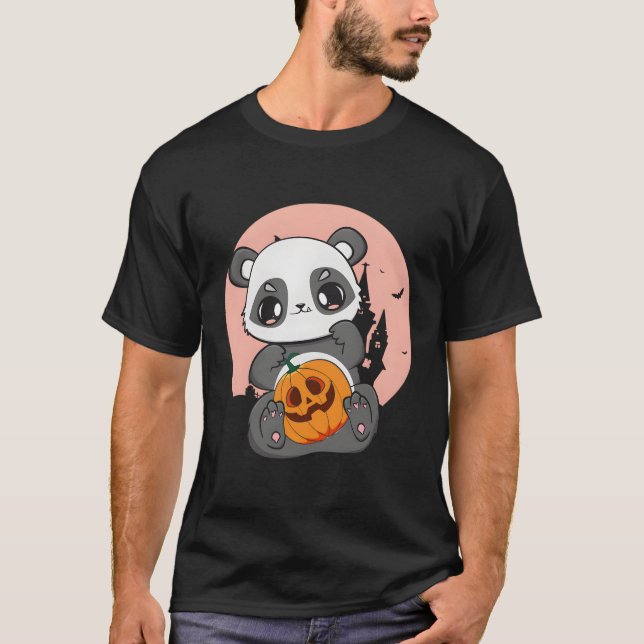 Camiseta Anime Panda Con Calabaza Para Kawaii Horror Hallow (Anverso)
