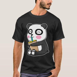 Camiseta Anime Panda Está Bebiendo Boba Bubble Tea L Kawaii