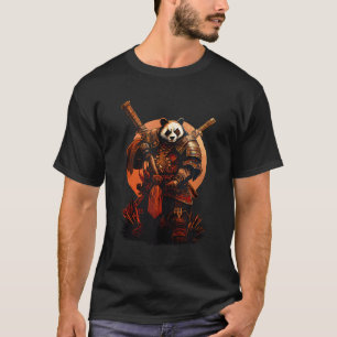 Camiseta Anime Panda Kawaii Estilo japonés Samurai