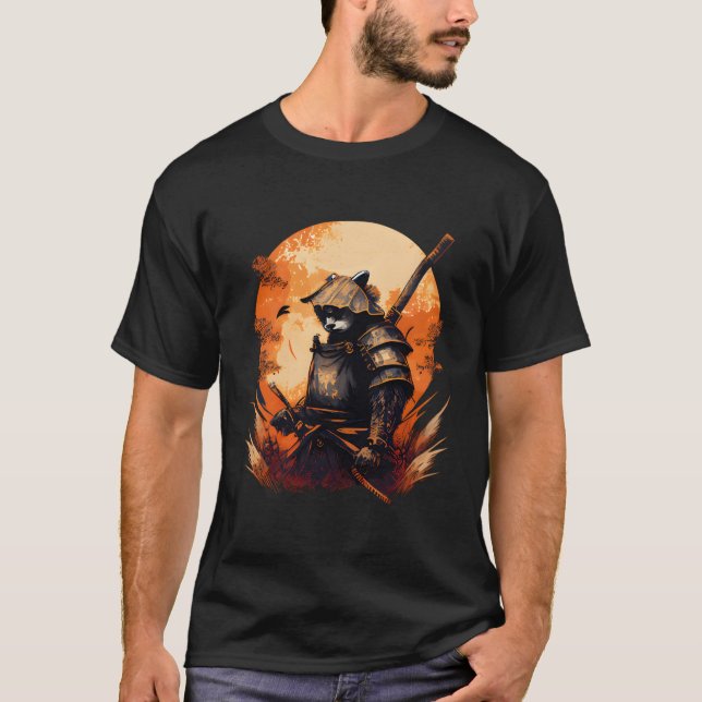 Camiseta Anime Panda Kawaii Estilo japonés Samurai (Anverso)