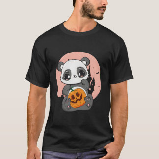 Camiseta Anime Panda With Pumpkin For Kawaii Horror Hallowe