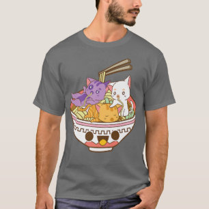 Camiseta Anime Panseual Ramen Tee Gatos Japoneses Ramen Noo
